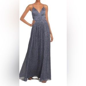 NWT Aidan Mattox Metallic Maxi Gown